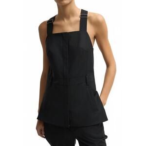 NEW TIBI recycled tropical wool overall top in black